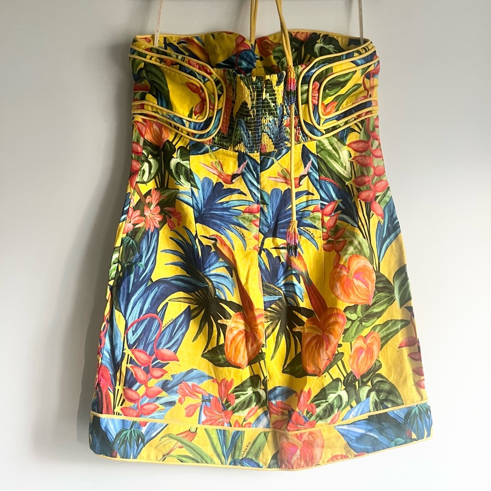 FARM Rio Bright Nature Linen Halter Mini Dress Size XL NWT - Picture 13 of 16